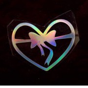 Термотрансфер наклейка сердечко с бантиком радужный 2,6*2,1см(другие цвета выбирайте ниже)